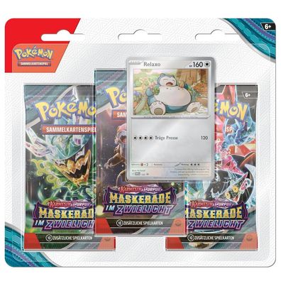 Relaxo | 3 Booster-Packs | Pokemon Karmesin & Purpur | Karten deutsch