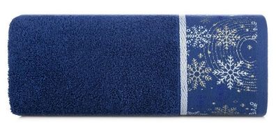Handtuch Weihnachten 70x140 cm blau Badetuch Duschtuch Baumwolle Schneeflocken Deko