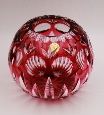 Nachtmann Bleikristall Kugel Vase 16 cm Überfang Rot Feinschliff Bamberg #Z4