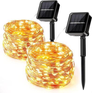 Solar Lichterkette Außen, 12M 120 LED Lichterkette Aussen, 8 Modi, Lichterkette