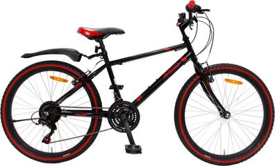 Amigo Rock Mountainbike - Für Jungen und Mädchen - Mit 18 Gängen - Schwarz/ Rot