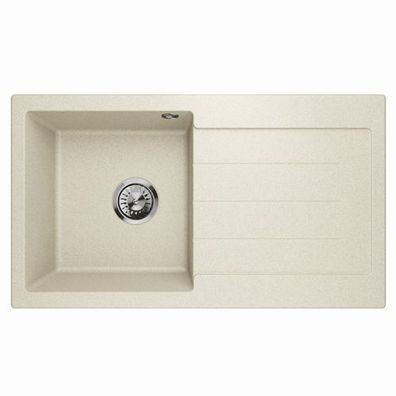 Waschbecken Einzelbecken Spüle Granit MASTER 1.0 Rechts Beige 77x44cm Siphon 10413