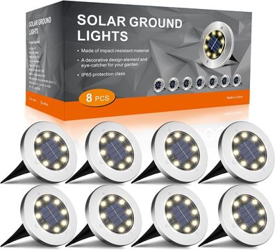 Solar Bodenleuchte Solarleuchte für Garten 8 LEDS Solar Außenleuchte Wasserdicht