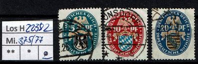 Los H22382: Deutsches Reich Mi. 375/77, gest.