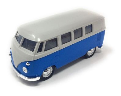 Modellauto VW T1 Bus 1963 mit Rückziehmotor blau / beige