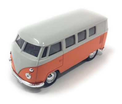 Modellauto VW T1 Bus 1963 mit Rückziehmotor orange / beige