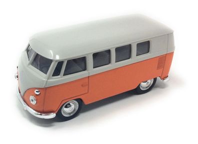 VW Bus T1 Bulli 1963 orange / beige Modellauto mit Rückziehmotor 12 cm