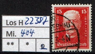 Los H22387: Deutsches Reich Mi. 404, gest.