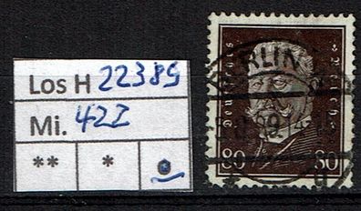 Los H22389: Deutsches Reich Mi. 422, gest.