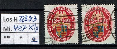 Los H22393: Deutsches Reich Mi. 427 X + Y, gest.