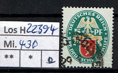 Los H22394: Deutsches Reich Mi. 430, gest.