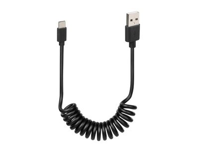 USB-Spiralkabel / -Ladekabel Typ -C- 100cm schwarz