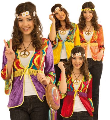 Hippie Oberteil Damen Kostüm Flower Power Hippiekostüm Damen Karneval Fasching
