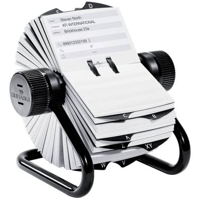 Durable Telindex Rollkartei 104x72mm schwarz 2482-01 mit 500 Karten & Register