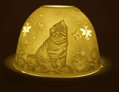 Dom Light Kätzchen Katzen Teelicht Windlicht Blumen Schmetterlinge
