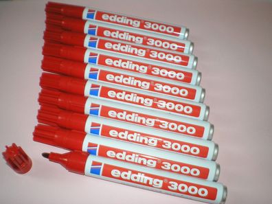 10 Stück Edding 3000 Permanent-Marker rot Rundspitze 1,5 -3 mm Filzstift