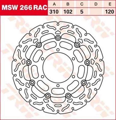 MSW266RAC Bremsscheibe schwimmend Suzuki GSXR 600 750 1000 08 -
