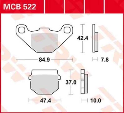 MCB522 Bremsbelag Honda Kawasaki Malaguti Sachs Simson Suzuki RM 80 TGB 50
