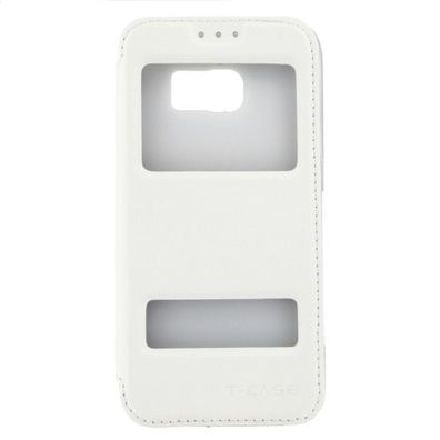 T-CASE Lux Magnet Flip Schutzhülle Samsung S6 Edge weiß