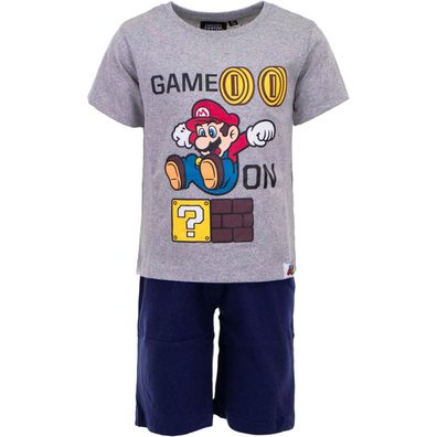 Super Mario Kurzarm-Schlafanzug für Kinder 100% Baumwolle, Shortama-Design