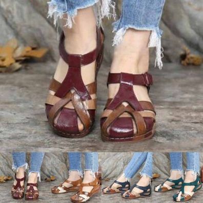 Damenschuhe Sandalen Bequem Flache Schuhe Geschlossene Zehe Slides Schuhe