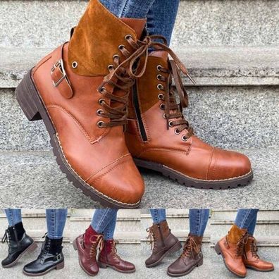 Frauen Stiefel Booties Taglich Schnalle Gurtel Kunstliches PU Reibverschluss