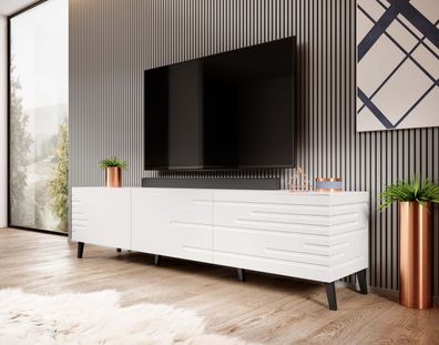 FURNIX TV-Schrank Nevilla Fernsehschrank mit dekorativen Fronten Weiß Matt