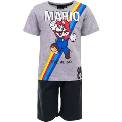 Hochwertiger Super Mario Schlafanzug für Kinder Shortama Pyjama aus 100% Baumwolle
