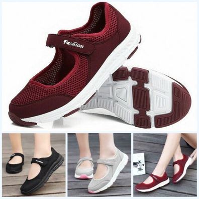 Mary Jane Damensandalen flache Freizeitpumps EEE breite Passform schwarz Komfortschuh