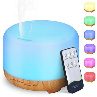 500ml Aroma Diffuser, Ultraschall Luftbefeuchter Fernbedienung Vernebler 7 Farben