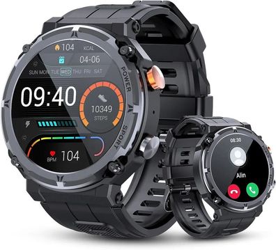 Smartwatch, 5 ATM Wasserdichte Militär-Smartwatches für Herren mit Bluetooth-Anruf
