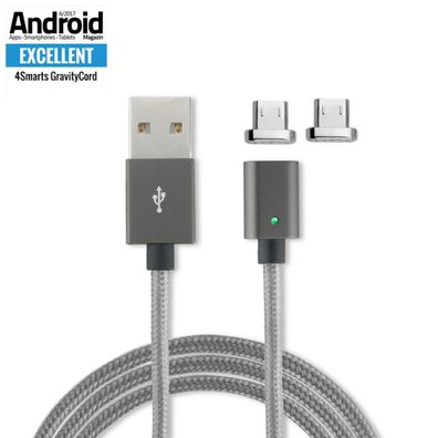 4smarts Magnetisches Micro-USB-Kabel Gravitycord 1m grau