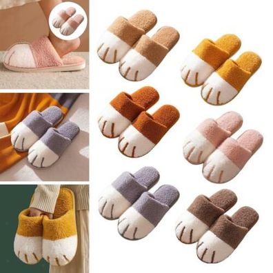 Frauen Winter Hausschuhe Plusch Schuhe Cartoon Katzenpfote Weiche PVC