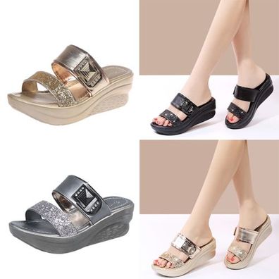 Damen Offen Sandalen Hausschuhe Sandalen Sommer Platform Keilabsatz Schuhe