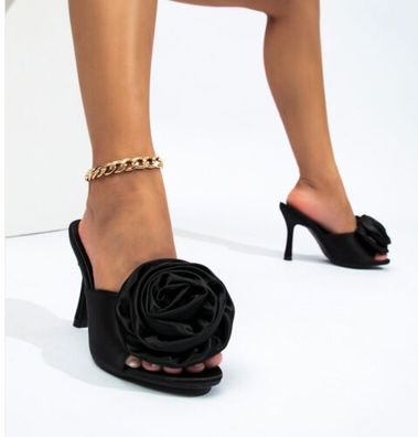 Damen Peep Toe Mode Party Kleid Schuhe Blume Hausschuhe Stilettoabsatz Pumps