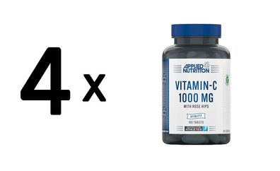 4 x Vitamin C with Rose Hips, 1000mg - 100 tablets