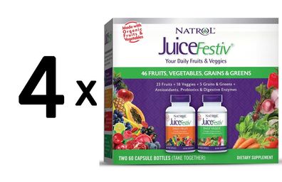 4 x JuiceFestiv, Daily Fruits & Veggie - 60 + 60 caps