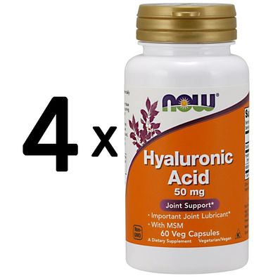4 x Hyaluronic Acid with MSM, 50mg - 60 vcaps