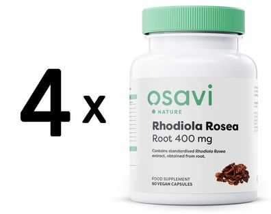 4 x Rhodiola Rosea Root, 400mg - 60 vegan caps