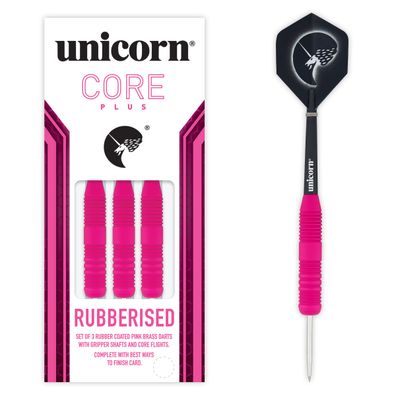 Unicorn Core Plus Rubberised Pink Steel Darts, 1 Satz / 24 Gr.