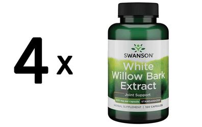 4 x White Willow Bark Extract, 500mg - 120 caps