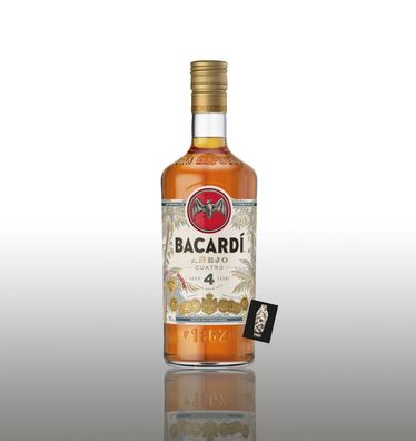 Bacardi Anejo 4 Cuatro goldener Rum Bahamas 1l (40% vol.) inkl. Mixcompany Post