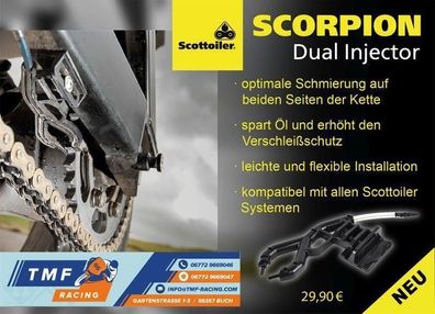 Scottoiler Scorpion Dual Injector - gleichmäßige Schmierung beider Seiten