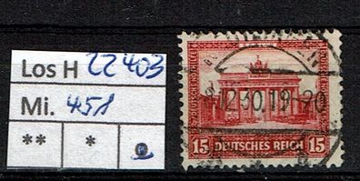 Los H22403: Deutsches Reich Mi. 451, gest.