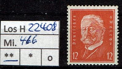 Los H22408: Deutsches Reich Mi. 466 * *