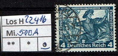 Los H22416: Deutsches Reich Mi. 500 A, gest.