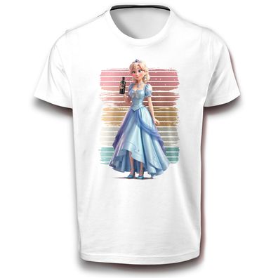 Fantasie Prinzessin im Kleid & Gin Spirituose / Wacholder Frauenpower Fun T-Shirt DTF
