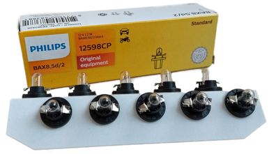 BAX BX8.5/2 black Philips 1.2W 12V 10 Stück Instrumentenbeleuchtung 12598CP