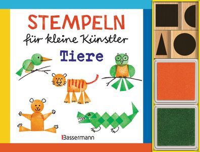 Stempeln fuer kleine Kuenstler - Tiere-Set Mit 4 Holzstempeln und 2
