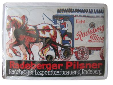 Brauerei Radeberger - Blechschild 32 x 23 cm mit 3 Magneten - Motiv Bierkutsche